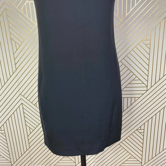 VINCE 100% Silk Sleeveless Shift Dress in Black LBD Exposed‎ Zip Back Size US 2 - Picture 9 of 12